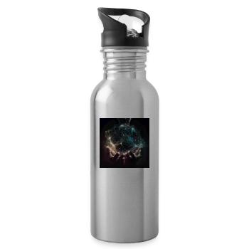Hands that hold light/energy - Water bottle with straw - silver - Right