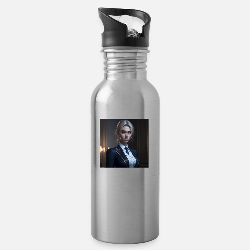 No reality - Trinkflasche mit integriertem Trinkhalm - Lightsilver