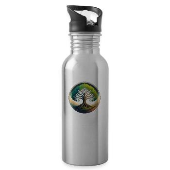 arbre de vie - Gourde avec paille intégrée - argent clair - Droite