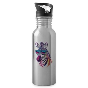 Zebra - Trinkflasche mit integriertem Trinkhalm - Lightsilver - Rechts