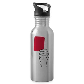 Rote Karte - Trinkflasche mit integriertem Trinkhalm - Lightsilver - Rechts