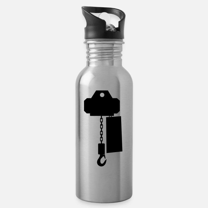 motor_upside_down - Trinkflasche mit integriertem Trinkhalm - Lightsilver