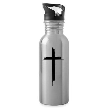 Kreuz - Trinkflasche mit integriertem Trinkhalm - Lightsilver - Rechts