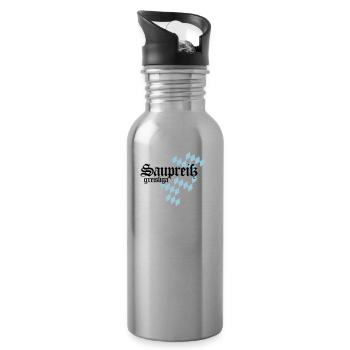 Saupreiß - Trinkflasche mit integriertem Trinkhalm - Lightsilver - Rechts