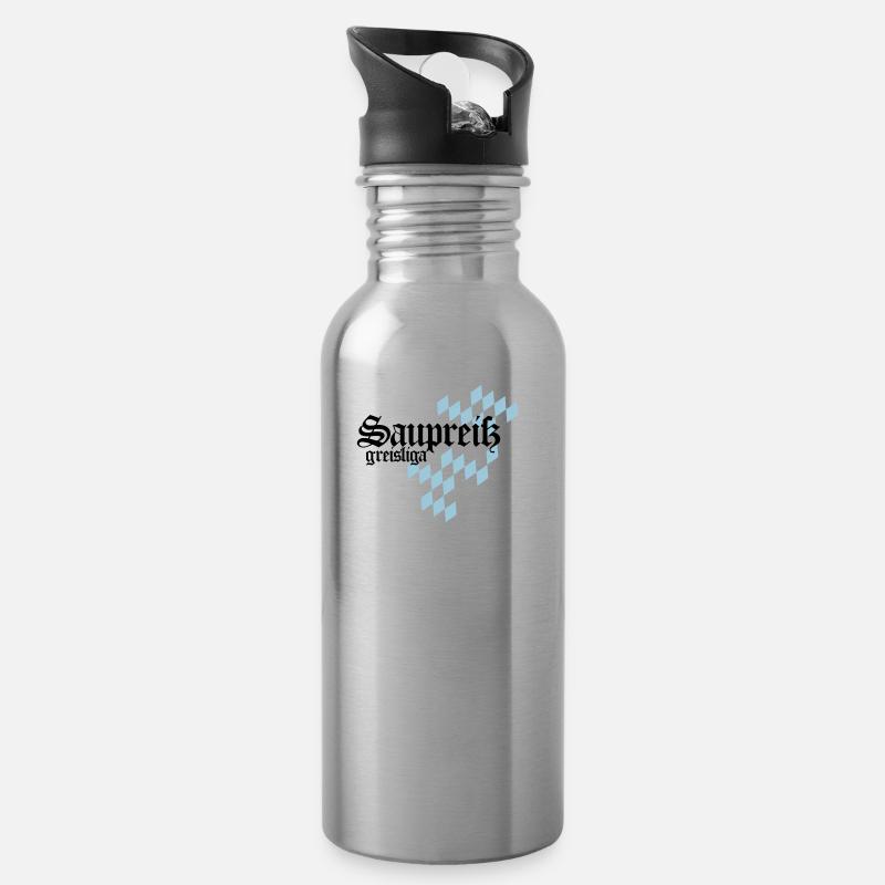 Saupreiß - Trinkflasche mit integriertem Trinkhalm - Lightsilver