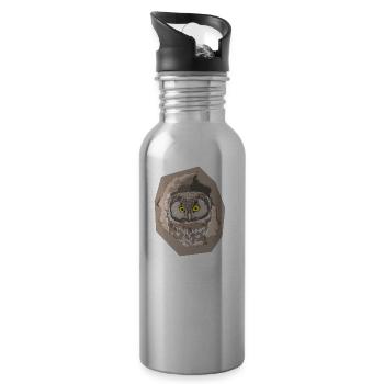 owl - Water bottle with straw - silver - Right