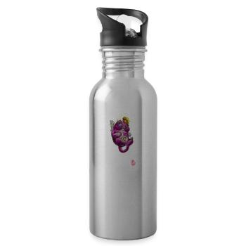 Katzenleben - Trinkflasche mit integriertem Trinkhalm - Lightsilver - Rechts