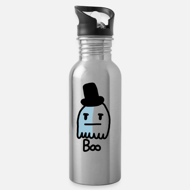 niedlichen Geist - Trinkflasche mit integriertem Trinkhalm - Lightsilver