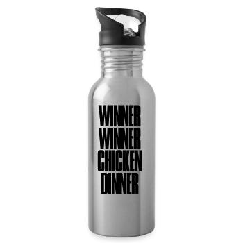 Winner Winner Chicken Dinner Slogan Sidelined - Trinkflasche mit integriertem Trinkhalm - Lightsilver - Rechts