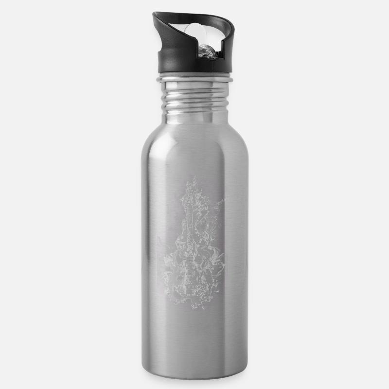 Rock my life - weiß - Trinkflasche mit integriertem Trinkhalm - Lightsilver