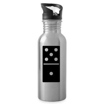 DOMINO STONE 5:1 - VARIABLE COLOR - VECTOR DESIGN! - Trinkflasche mit integriertem Trinkhalm - Lightsilver - Rechts