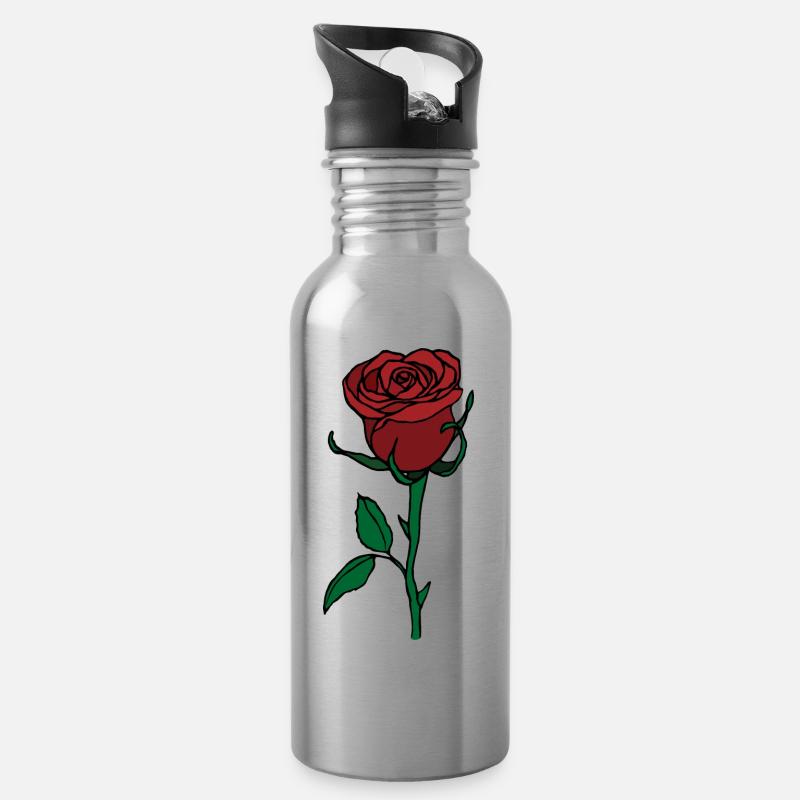 Rose - Trinkflasche mit integriertem Trinkhalm - Lightsilver