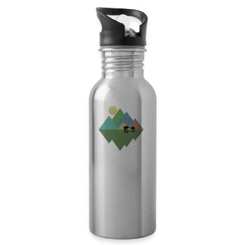 Bears in love - Water bottle with straw - silver - Right