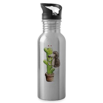 Igel in Love - Trinkflasche mit integriertem Trinkhalm - Lightsilver - Rechts
