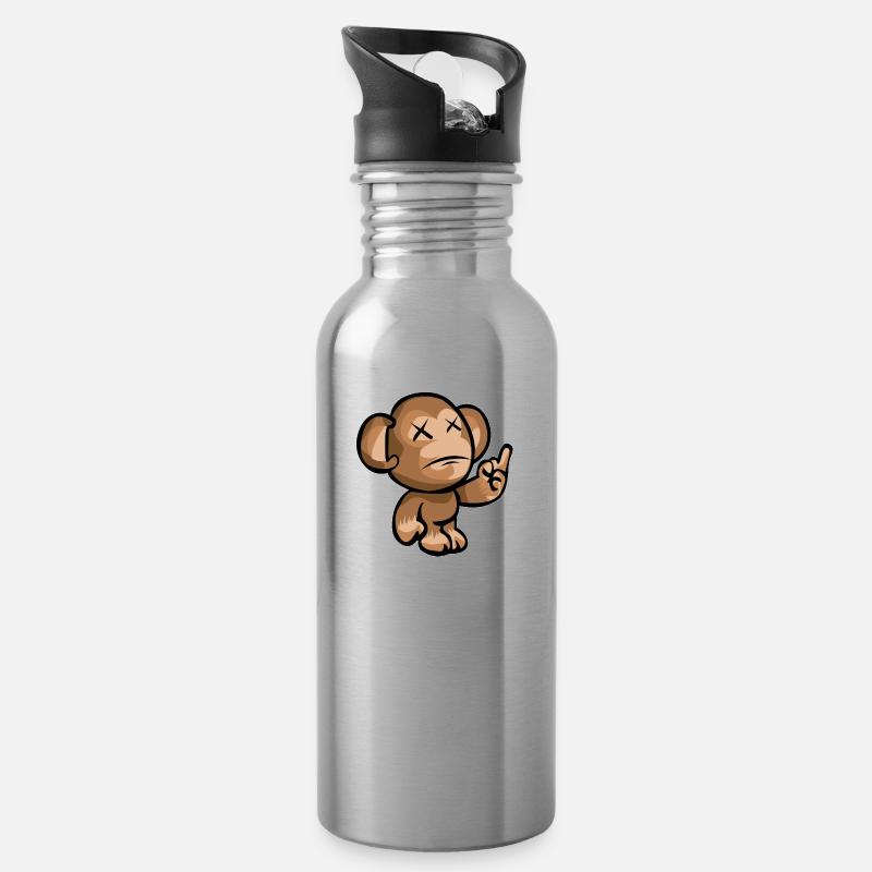 monkey - Water bottle with straw - silver