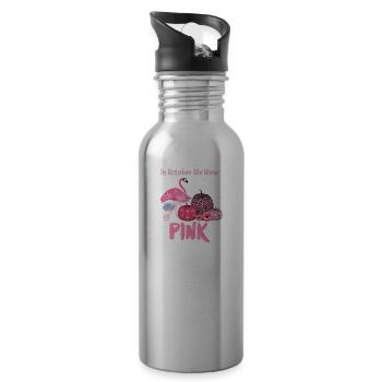 Im Oktober tragen wir Pink - Trinkflasche mit integriertem Trinkhalm - Lightsilver - Rechts