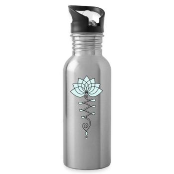 Lotus Blume Lotusblüte Buddhismus Symbol Yoga OM - Trinkflasche mit integriertem Trinkhalm - Lightsilver - Rechts