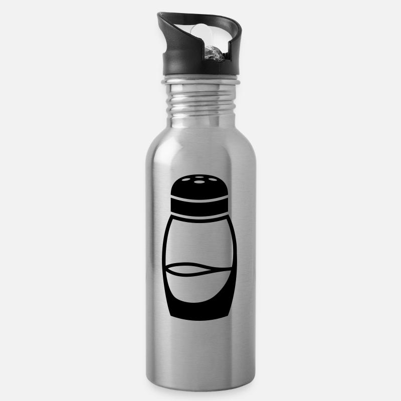 Salzstreuer Logo Design - Trinkflasche mit integriertem Trinkhalm - Lightsilver