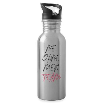 nie ohne mein team design - Trinkflasche mit integriertem Trinkhalm - Lightsilver - Rechts