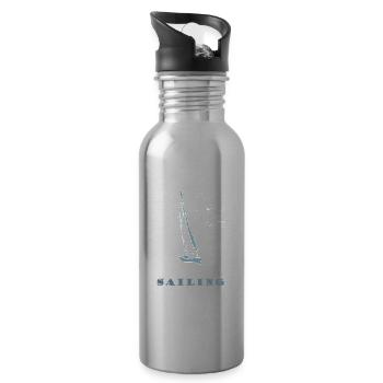 sailboat,sea,maritim,gift,cool,trend - Water bottle with straw - silver - Right