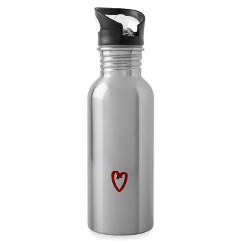 tu m'aimes amour saint valentin lettrage d'amour - Gourde avec paille intégrée - argent clair - Droite