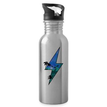 Sunny Beach Scenry - Water bottle with straw - silver - Right