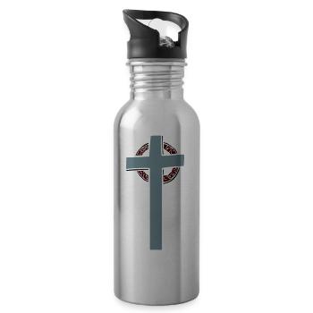 Croix chrétienne Confiance en Dieu Vecteur Jésus - Gourde avec paille intégrée - argent clair - Droite