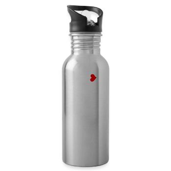 Katzenherz - Katzenliebhaber Geschenkidee - Trinkflasche mit integriertem Trinkhalm - Lightsilver - Rechts
