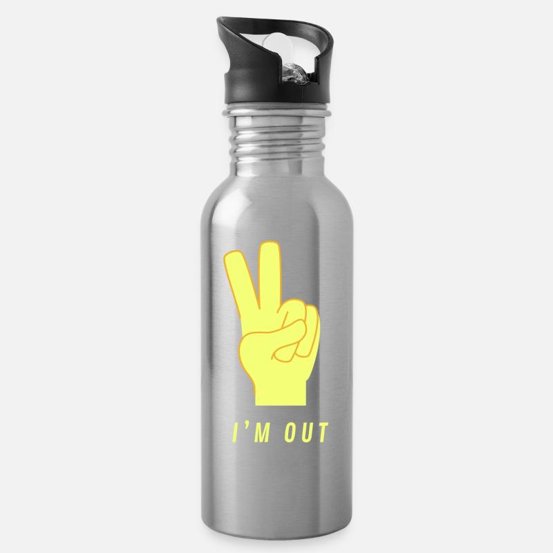 I'm out - Trinkflasche mit integriertem Trinkhalm - Lightsilver