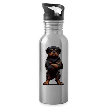 Rottweiler Propriétaire de Rottweiler Lovers - Gourde avec paille intégrée - argent clair - Droite