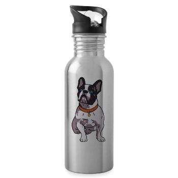French Bulldog Lover - Trinkflasche mit integriertem Trinkhalm - Lightsilver - Rechts