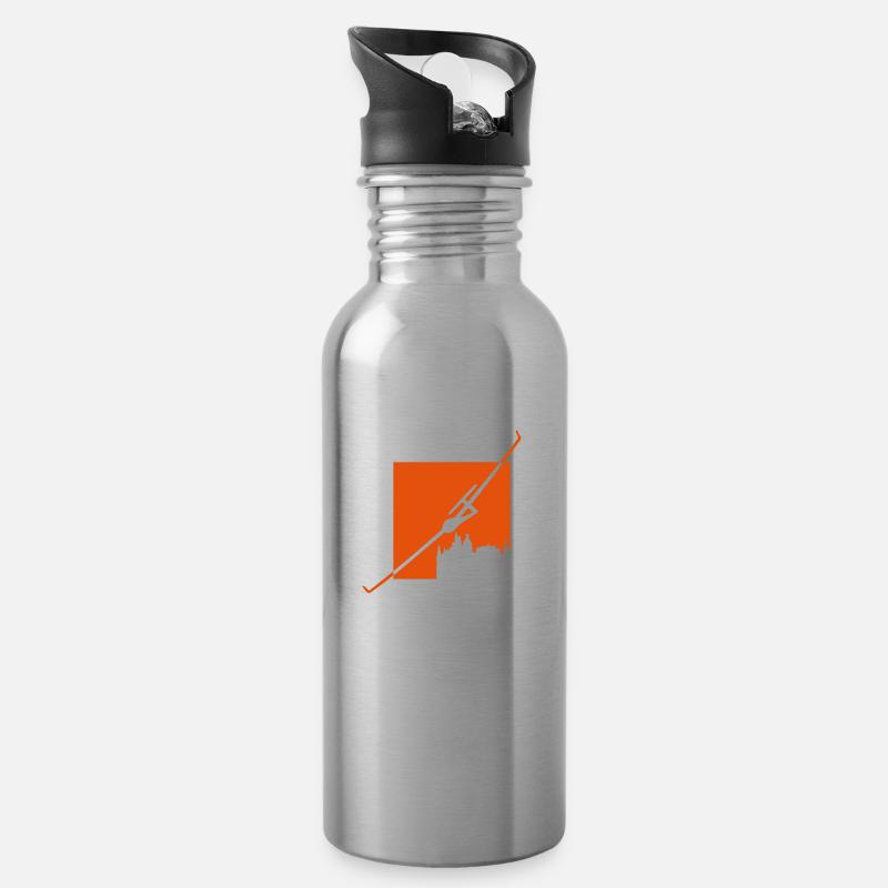 Logo Fliegerclub Schwerin Pinnow (klein) - Trinkflasche mit integriertem Trinkhalm - Lightsilver