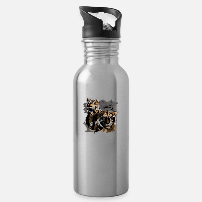 tiger - Trinkflasche mit integriertem Trinkhalm - Lightsilver