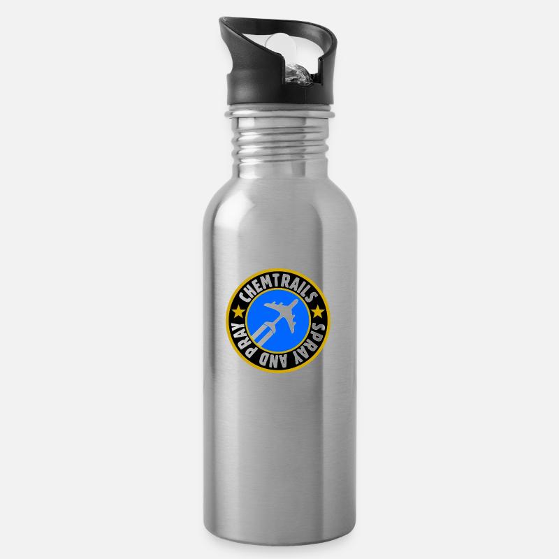 chemtrails - spray and pray - Trinkflasche mit integriertem Trinkhalm - Lightsilver