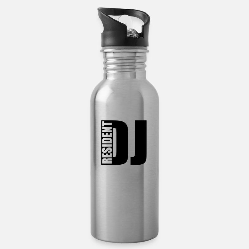 DJ - Trinkflasche mit integriertem Trinkhalm - Lightsilver