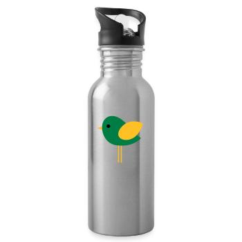 Vogel - Trinkflasche mit integriertem Trinkhalm - Lightsilver - Rechts