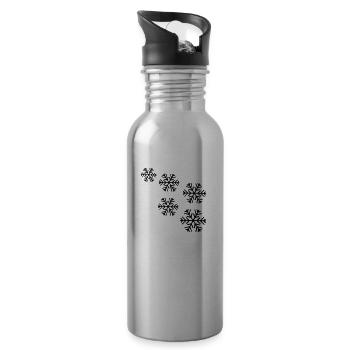 snow snowflakes - Water bottle with straw - silver - Right