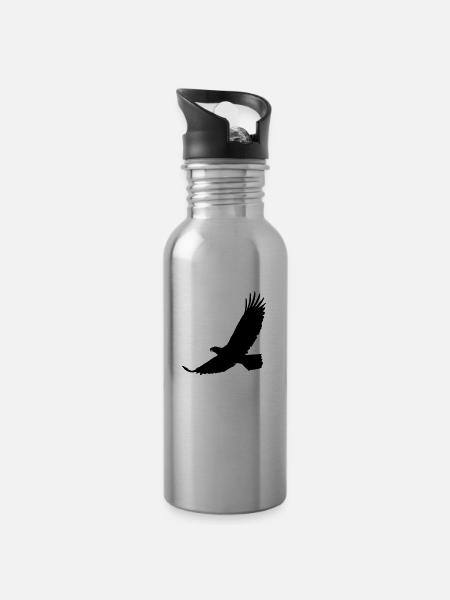 eagle - Water bottle with straw - silver