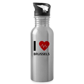 I Love Brussels - Ich liebe Brussels - Trinkflasche mit integriertem Trinkhalm - Lightsilver - Rechts
