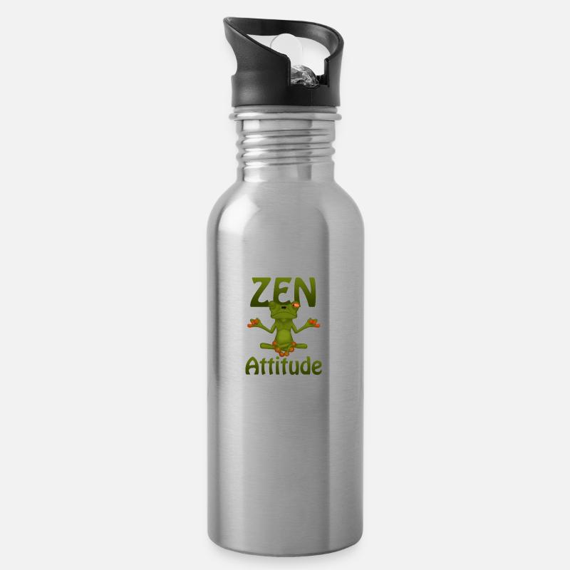 Frog Zen Attitude - Trinkflasche mit integriertem Trinkhalm - Lightsilver