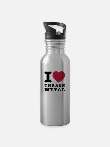 I Love Thrash Metal 2 - Trinkflasche mit integriertem Trinkhalm - Lightsilver