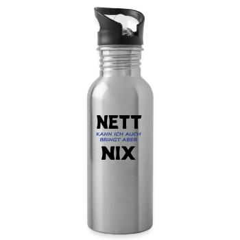 Nett kann ich auch, bringt aber nix - Trinkflasche mit integriertem Trinkhalm - Lightsilver - Rechts