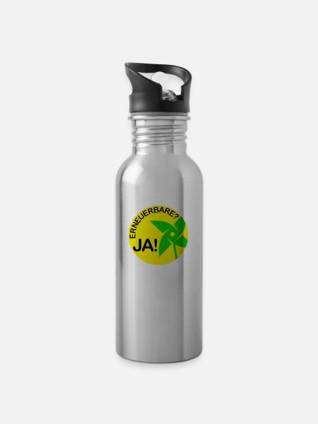 renewable? yes! (Round) - Water bottle with straw - silver