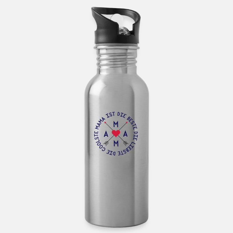 Mama ist die Beste - Trinkflasche mit integriertem Trinkhalm - Lightsilver