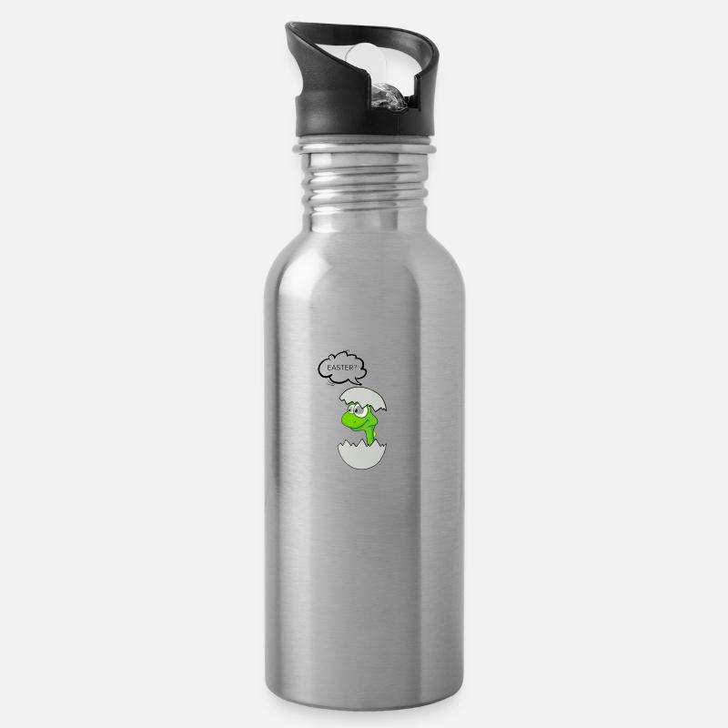 OSTERN? Lustiger Oster Dinosaurier - Trinkflasche mit integriertem Trinkhalm - Lightsilver