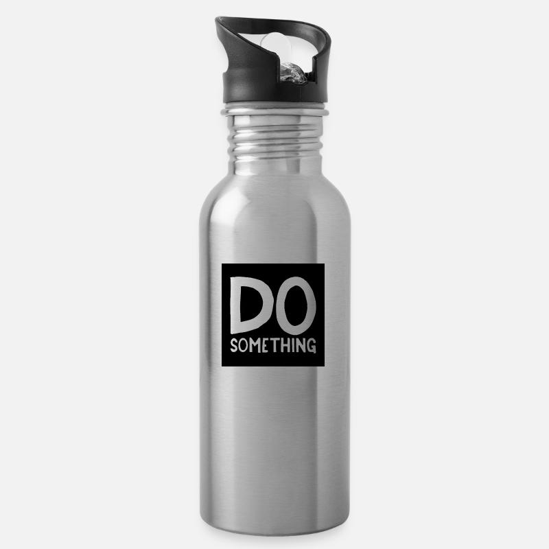 DO something noir transparent - Gourde avec paille intégrée - argent clair