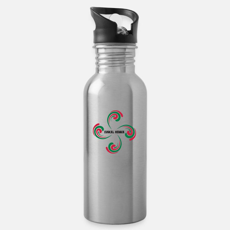 Croix Basque - Gourde avec paille intégrée - argent clair