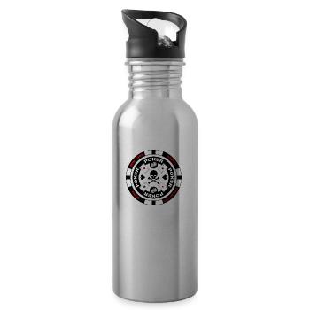 poker team design 3 - Water bottle with straw - silver - Right