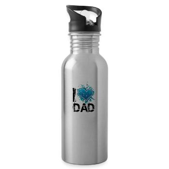 I love dad uk - Water bottle with straw - silver - Right
