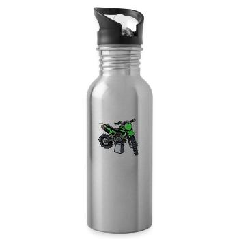 Grünes Motorrad Cross Bikelife Crossbitume - Trinkflasche mit integriertem Trinkhalm - Lightsilver - Rechts
